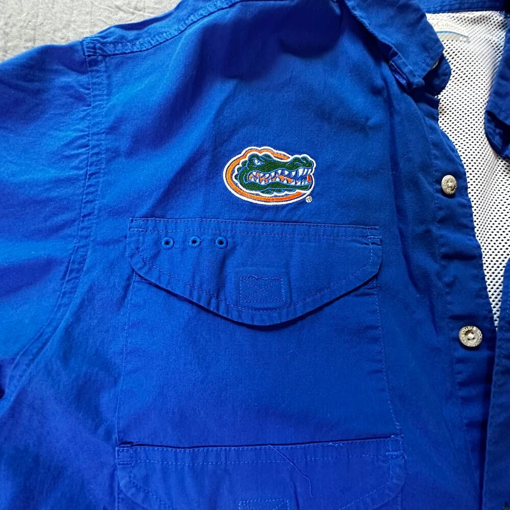 Columbia Blue Florida Gators Short Sleeve Vented Casual Button Down- S - Picture 8 of 14